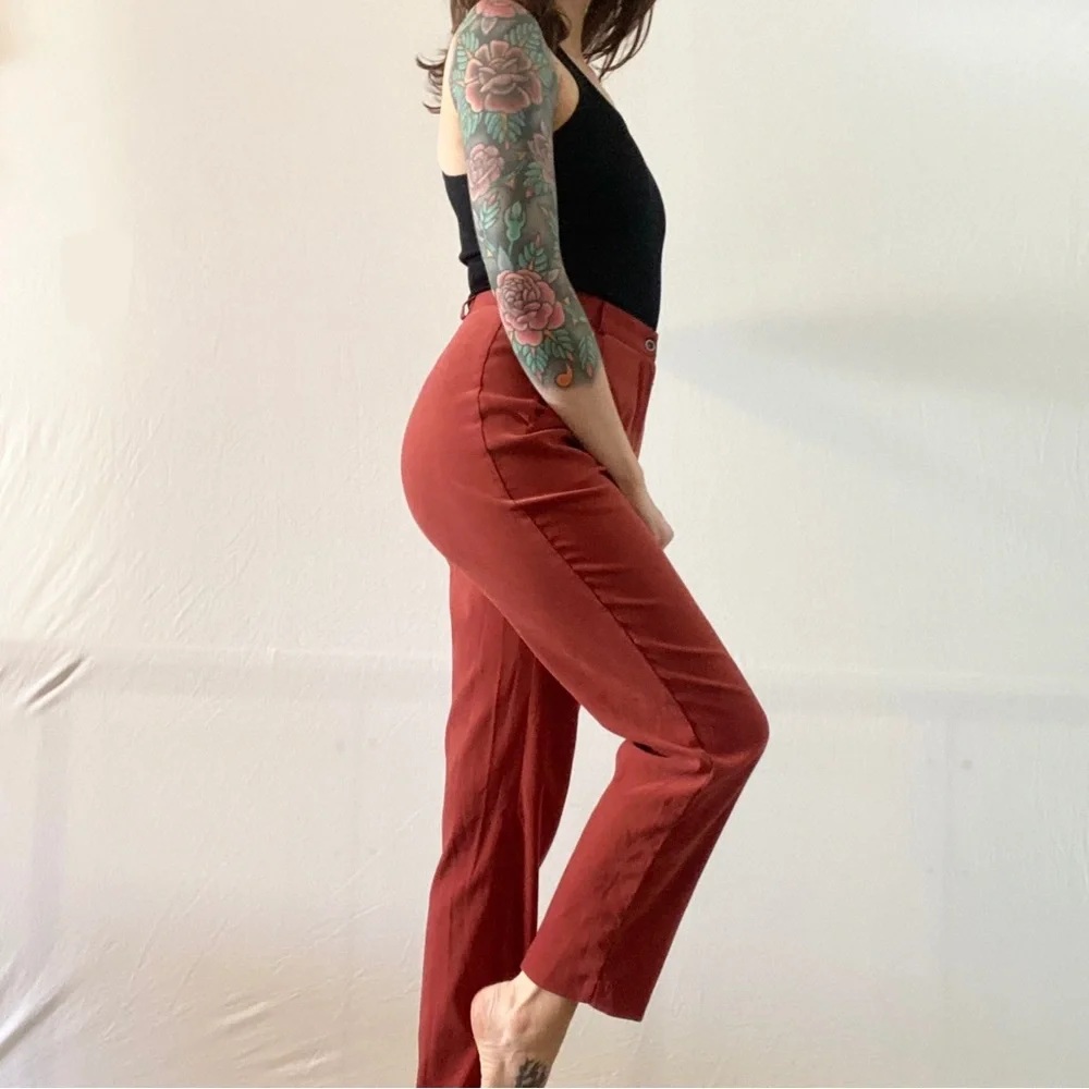 Vintage Draper’s & Damon’s Women’s Rust High-Waist Orange Trousers Size 4P - Picture 4 of 11